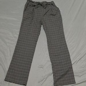♠️ Hot Kiss Houndstooth Plaid Academia Staight Leg Trousers with Paper Bag Waist